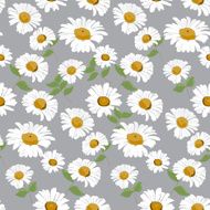 daisy seamless pattern on grey Background