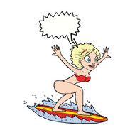 cartoon surfer girl with speech bubble N24