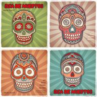Vintage ethnic hand drawn human skull banners