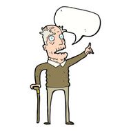 cartoon old man with walking stick speech bubble N11
