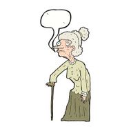 cartoon old woman with speech bubble N11