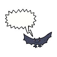 cartoon spooky vampire bat with speech bubble N12