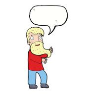 cartoon excited bearded man with speech bubble N11
