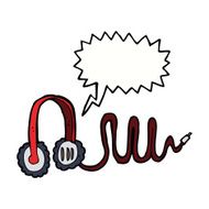 cartoon headphones with speech bubble N4