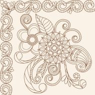 Hand-Drawn Abstract Henna Mehndi Doodle Vector Illustration Design Elements