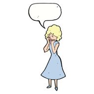 cartoon worried woman with speech bubble N94