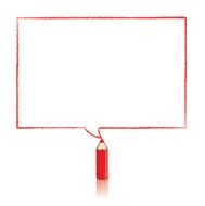 Red Pencil Drawing Rectangular Speech Balloon