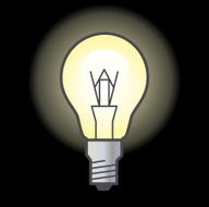 Bulb Icon on black background Collection Square N2