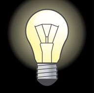Bulb Icon on black background Collection Square N3