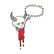 cartoon spooky halloween skull with speech bubble N12