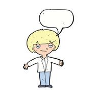 cartoon smug boy with speech bubble N12