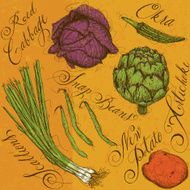 Vegetables and calligraphy