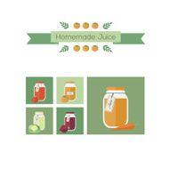 Collection of jars with juice Vector objects in flat N3