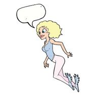 cartoon flying woman with speech bubble N11