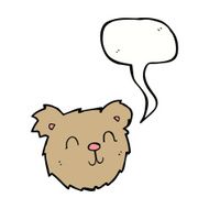 cartoon happy teddy bear face with speech bubble N4