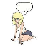 cartoon woman pulling sexy pose with speech bubble N3
