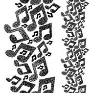 Music theme seamless pattern with notes vertical composition N2