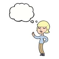 cartoon woman ignoring with thought bubble N28