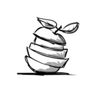 Slices of fruits apple shape Sketch for your design N3