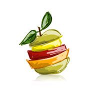 Slices of fruits apple shape Sketch for your design N4