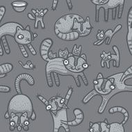 Doodle cats seamless background