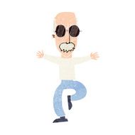 cartoon old man wearing big glasses N14