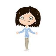 cartoon woman shrugging shoulders N728