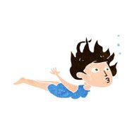cartoon woman swimming underwater N15