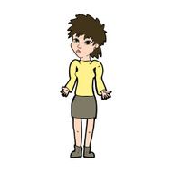 cartoon woman shrugging shoulders N729