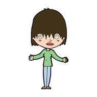 cartoon woman shrugging shoulders N730