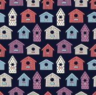 Birdhouses seamless pattern N2