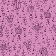 Doodle cute floral seamless pattern