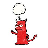 cartoon little devil with thought bubble N33