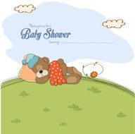 Baby shower card with teddy bear N2