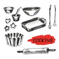Set of kitchen utensils All baking