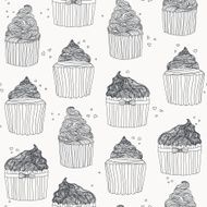 Beautiful seamless sweet pattern with muffins