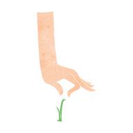 cartoon hand picking blade of grass N9