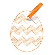 Orange Pencil Shading Easter Egg with Zigzags