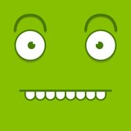 Vector Cute Cartoon Green Funny Face