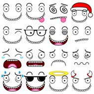 Cartoon Set Of Different Cute Faces N2