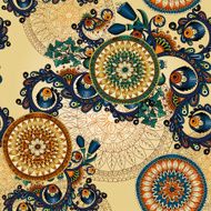 Seamless pattern with doodles and cucumbers
