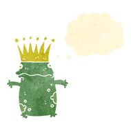 retro cartoon frog prince with thought bubble N2