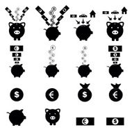 piggy bank icon set