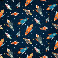 Seamless vector pattern of colorful spaceships N3