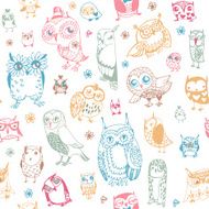 Owl seamless background N4