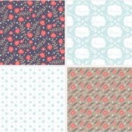 Set of floral seamless pattern