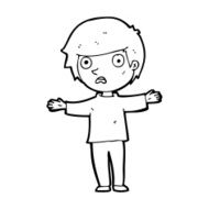 cartoon worried boy N45