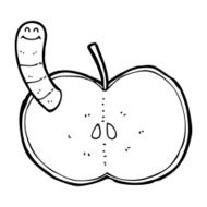 Cartoon Apple With Worm N87