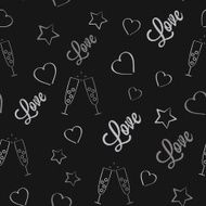 Vector Seamless Pattern for Valentine&#039;s Day Holidays or Wedding Black