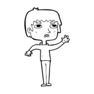 cartoton unhapy boy waving N19
